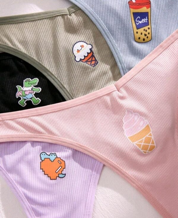 Eraneu 5packs Cartoon Graphic Sexy Thongs - Image 4