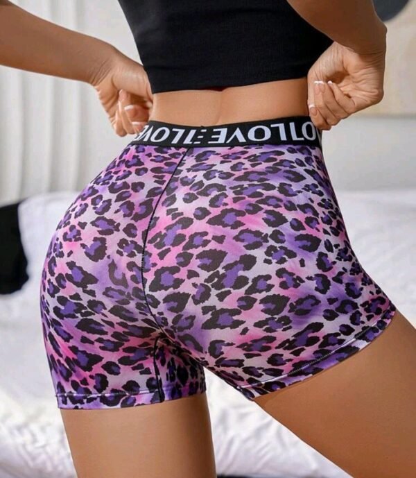Eraneu Women's High Waist Sports Camouflage Print Contrast Color Letter Webbing Stitching Boyshorts - Image 4