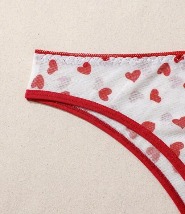 Eraneu Youthful And Cute Y2K Color-Blocked Heart Print Mesh Women's Triangle Panties - Image 4