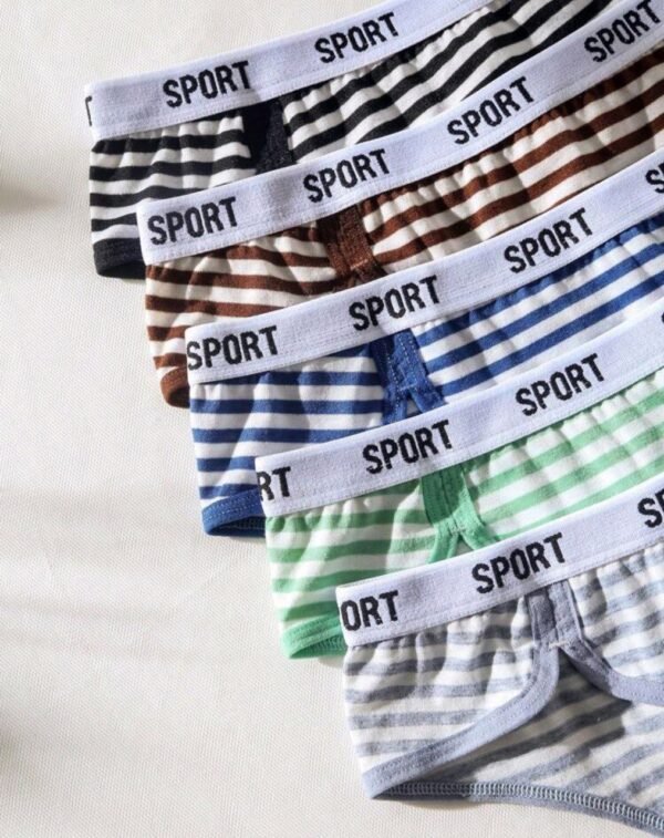 Eraneu 5pack Striped Print Letter Tape Waist Panty Sports - Image 4