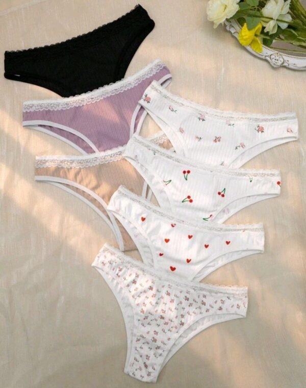 Eraneu 7pack Floral Print Ribbed Knit Panty - Image 5