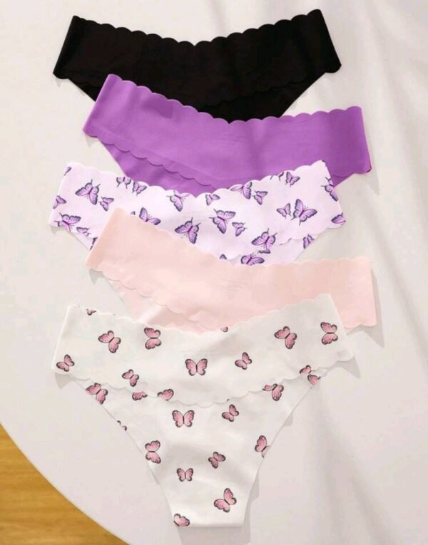 Eraneu 5pack Butterfly Print Scallop Trim No Show Panty Set - Image 5
