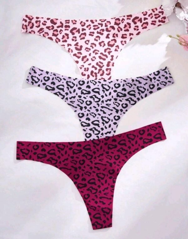 Eraneu 7pcs Set Casual Comfy Seamless & Leopard Print Low Rise Thongs For Women - Image 5