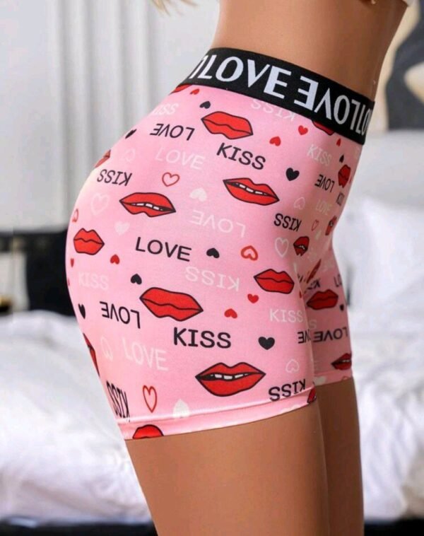 Eraneu Women's High Waist Sports Camouflage Print Contrast Color Letter Webbing Stitching Boyshorts - Image 5
