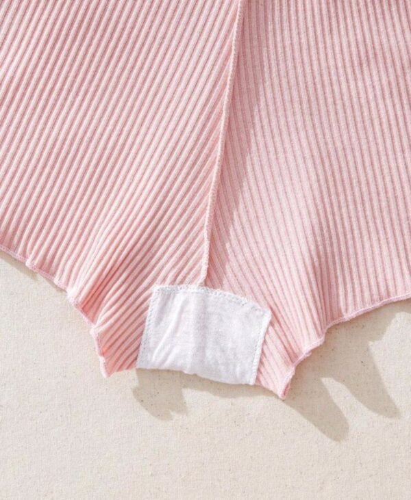 Eraneu 3pcs Solid Bow Front Ribbed Knit Boyshorts - Image 5
