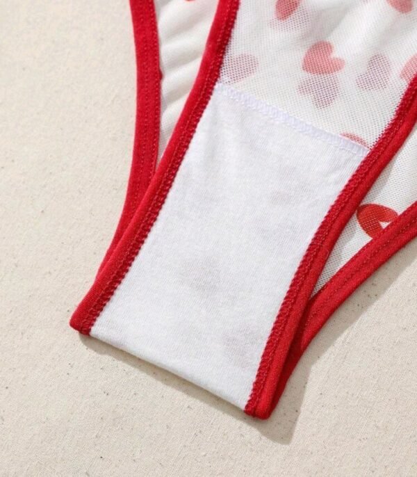 Eraneu Youthful And Cute Y2K Color-Blocked Heart Print Mesh Women's Triangle Panties - Image 5