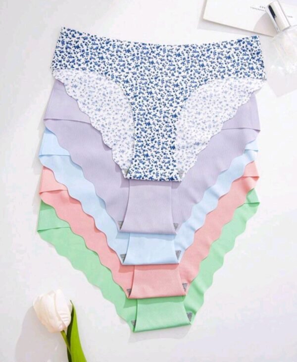 Eraneu 5pcs/Pack Women's Seamless Triangle Panties With Scallop Trim - Image 5