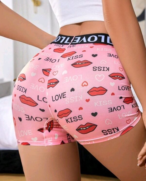 Eraneu Women's High Waist Sports Camouflage Print Contrast Color Letter Webbing Stitching Boyshorts - Image 6