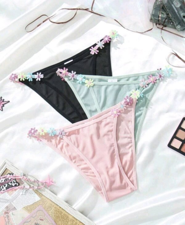 Eraneu 3pcs/Pack Women's Daisy Decor Briefs - Image 6