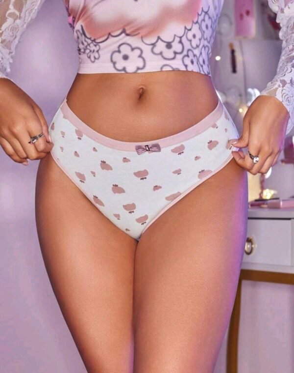 Eraneu 5pcs/set Women's Printed Triangle Panties Decorated With Bow - Image 6
