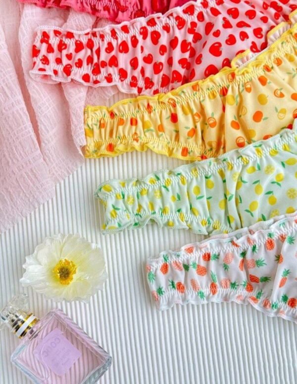 Eraneu 5pcs Fruit Printed Comfortable Sexy Panties With Sweet Ruffled Edges - Image 6