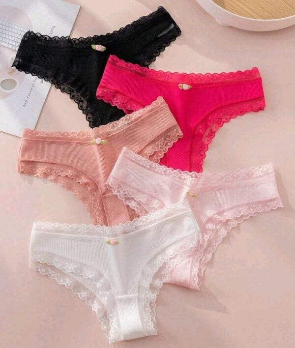 Eraneu 5pack Contrast Lace Bow Front Panty Lingerie - Image 7